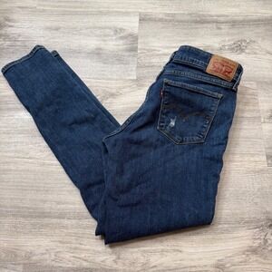 Levi Strauss Co 711 Skinny Jeans Women Dark Wash‎ Distressed Size 31